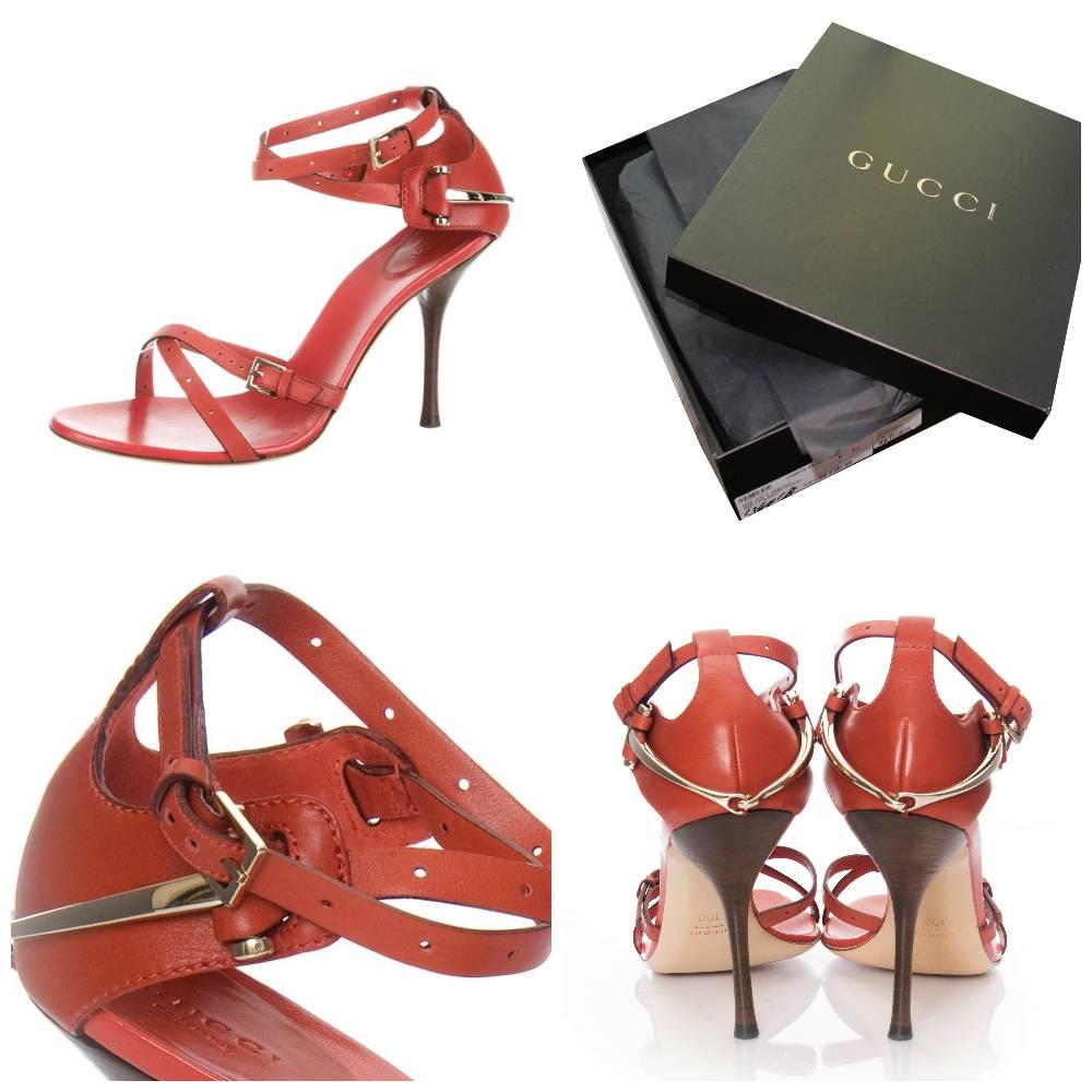 Brown New With Box Gucci Runway Leather Horsebit Heels Sz 10 For Sale