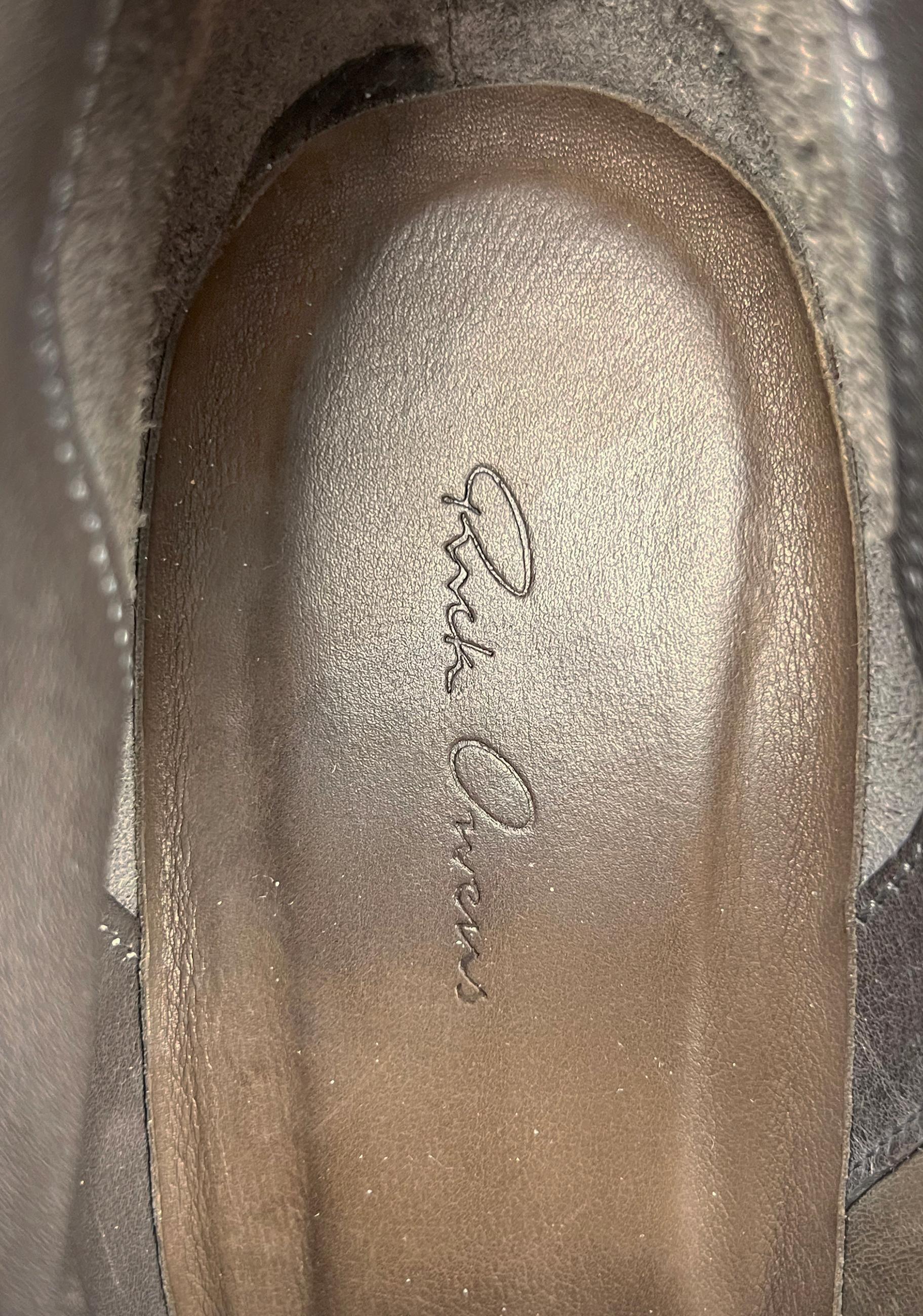 New with box Rick Owens wedge zipped leather boots For Sale 7