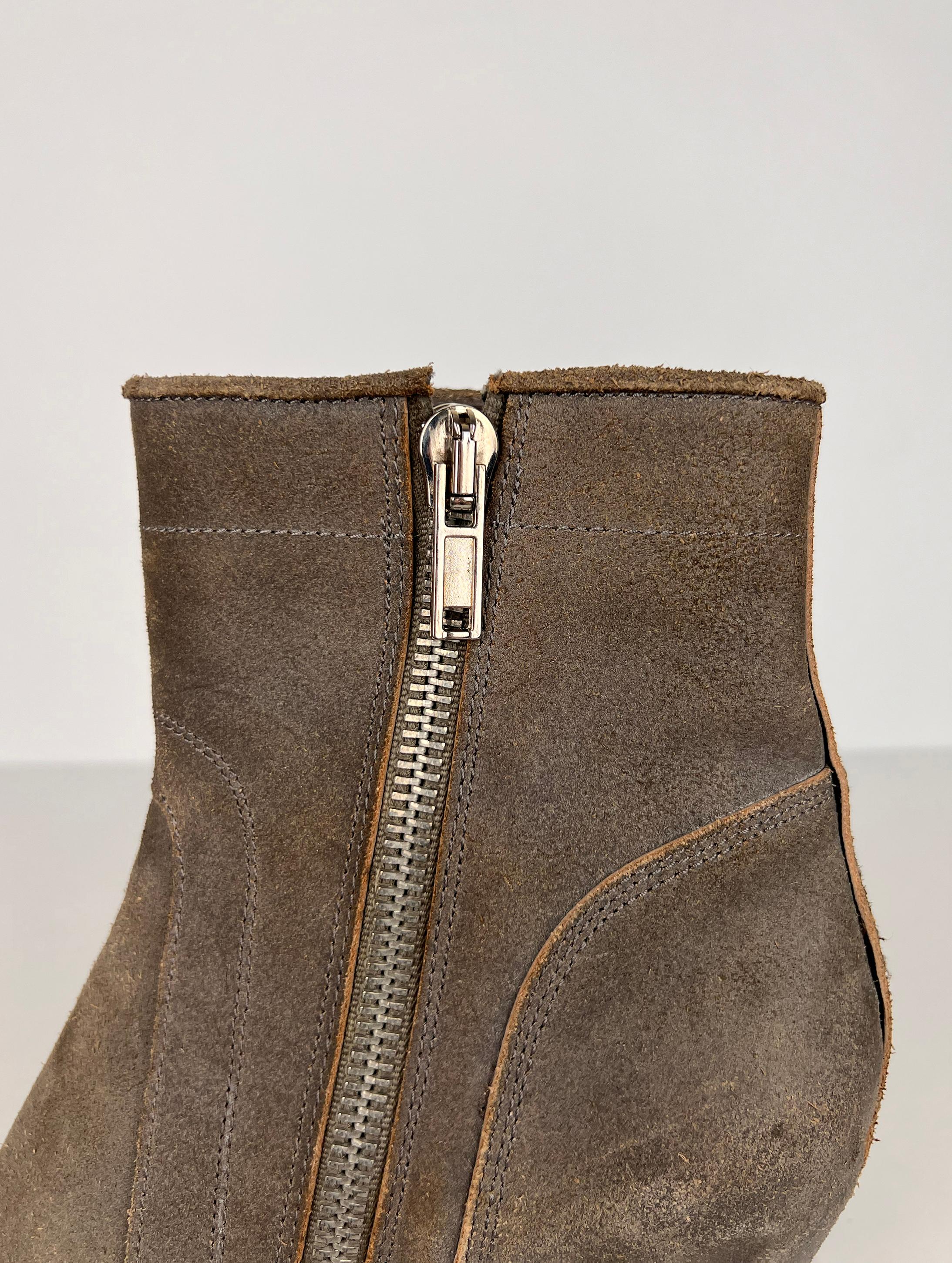 New with box Rick Owens wedge zipped leather boots For Sale 9