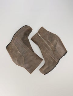 New with box Rick Owens wedge zipped leather boots