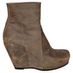 New with box Rick Owens wedge zipped leather boots