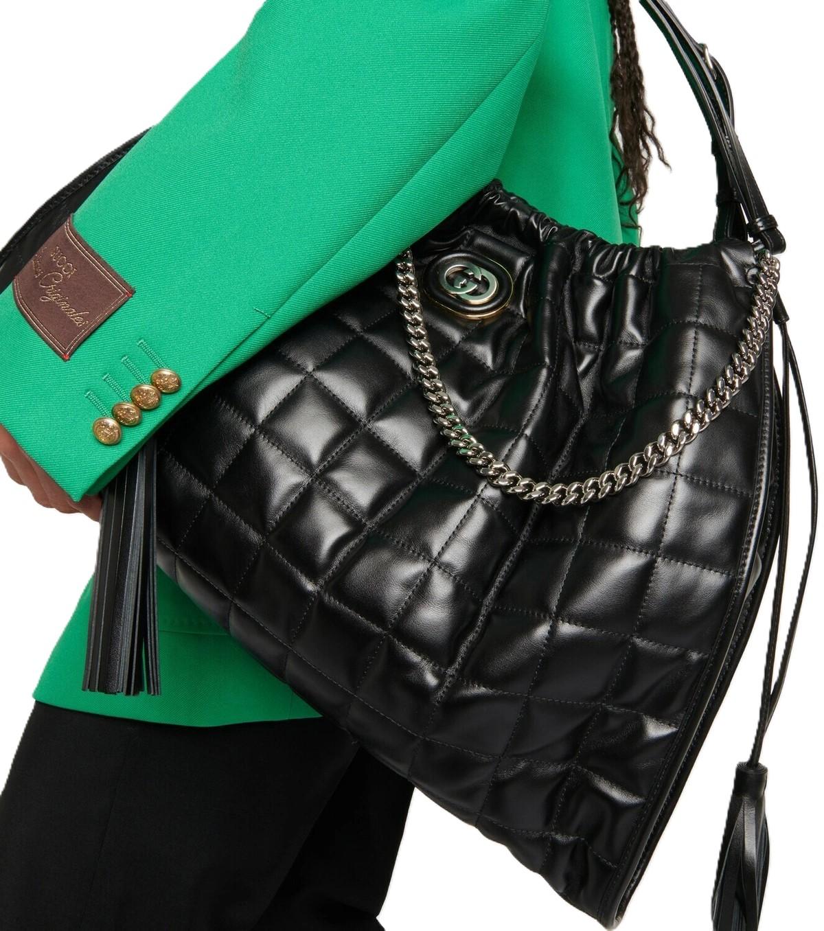 New With Tags $4980 Gucci Deco Leather Quilted Chain Tote Bag For Sale 4