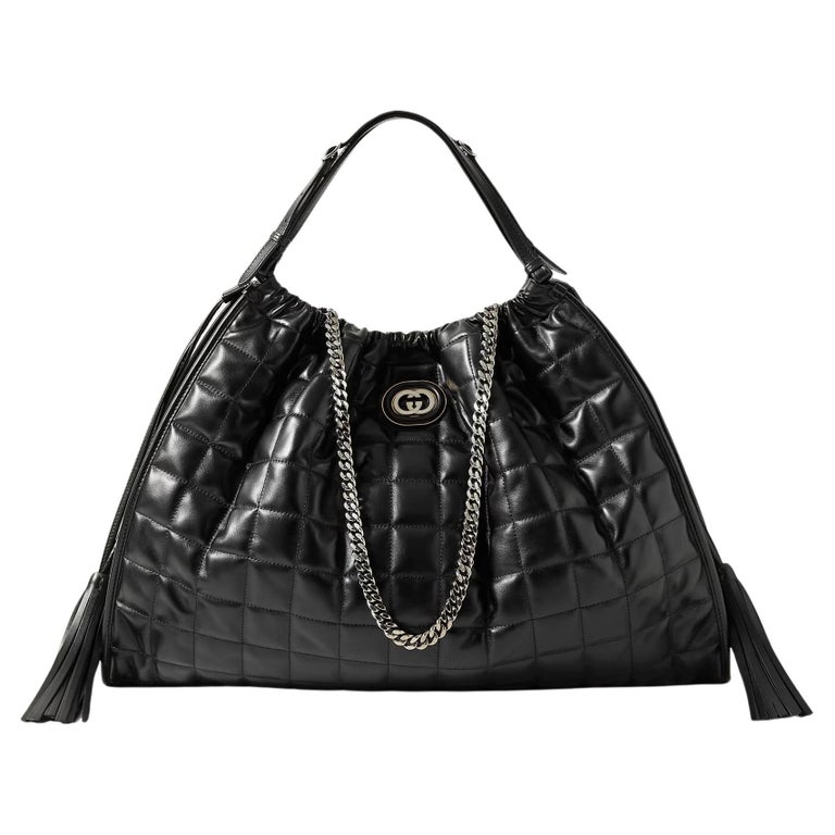 New With Tags $4980 Gucci Deco Leather Quilted Chain Tote Bag For