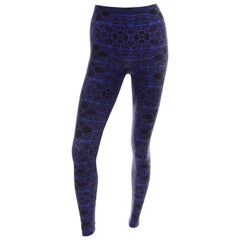 Neu mit Preisschildern Alexander McQueen Leggings mit abstraktem Druck in Blau & Schwarz