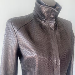 New With Tags Brown Python Leather Jacket