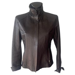 New With Tags Brown Python Leather Jacket