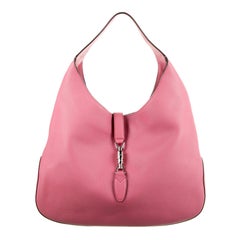 Neuf avec étiquettes Gucci Extra Large Pink Leather Jackie O Runway Bag $3595 Fall 2014