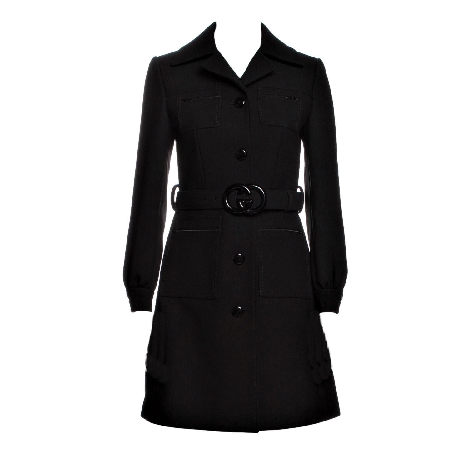 New With Tags Gucci Pre Fall 2019 Wool Belted Peacoat Jacket Coat $3980 Sz 44 In New Condition In Leesburg, VA