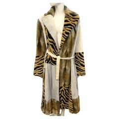 New With Tags Just Cavalli Iconic Tiger Patchwork Faux Fur Glamour Coat