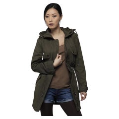 Nuovo con etichetta Kenneth Cole Beige Sateen Jacket Trench Coat Taglia: Extra Small