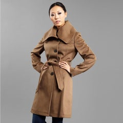 New With Tags Kenneth Cole Camel Wool Trench Coat Jacket Size 4