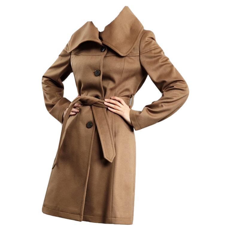New With Tags Kenneth Cole Camel Wool Trench Coat Jacket Taglia 4