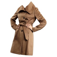 New With Tags Kenneth Cole Camel Wool Trench Coat Jacket Taglia 4