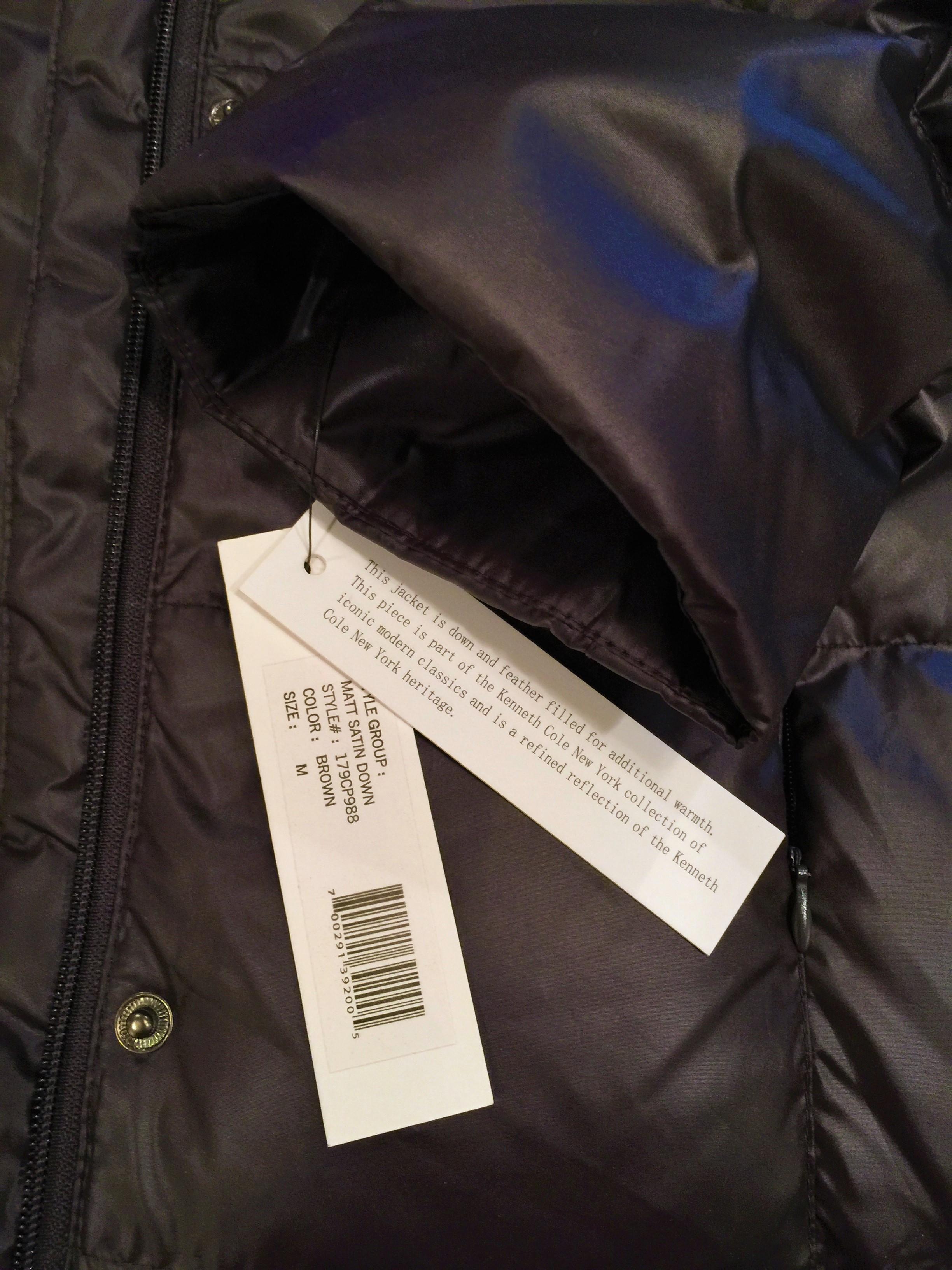 Nuovo con etichetta Kenneth Cole Chocolate Brown Down Coat Jacket Taglia Media In condizioni Nuovo in vendita a Leesburg, VA