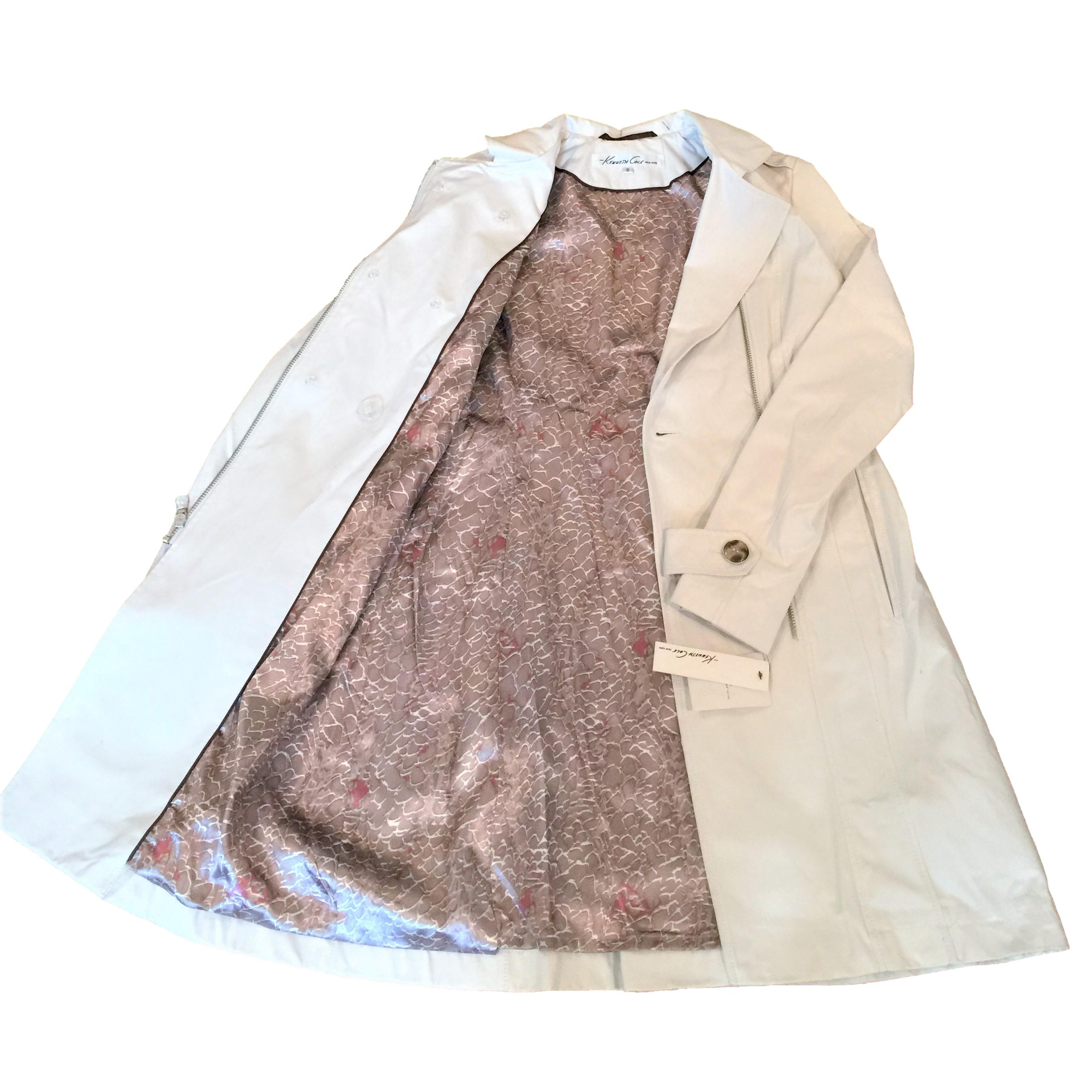 Grigio Nuovo con etichetta Kenneth Cole New Cotton Trench Coat Jacket Taglia: Small in vendita