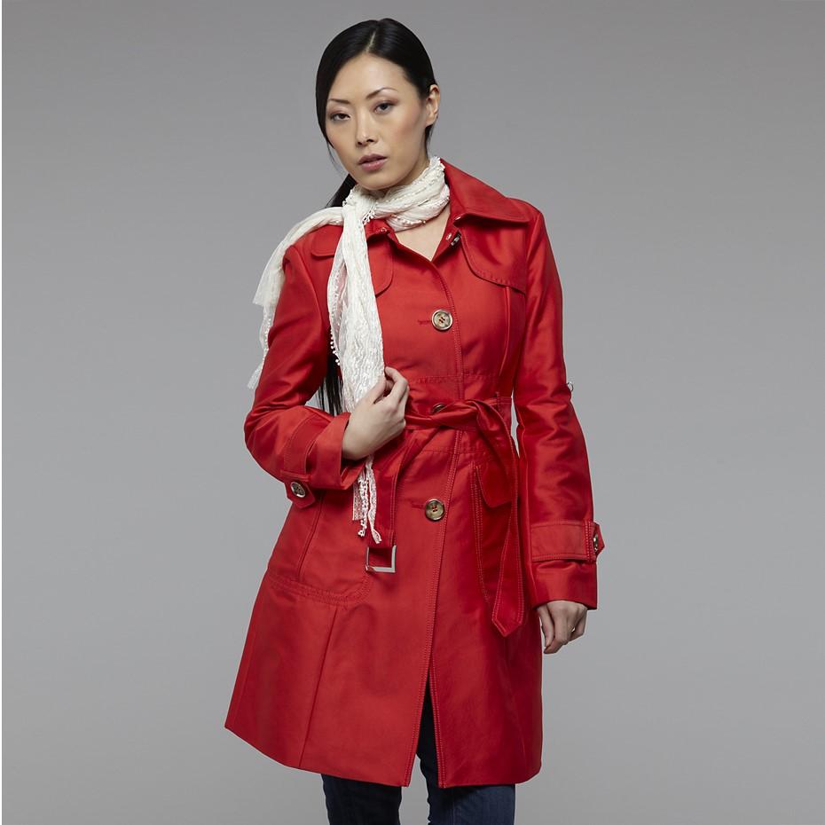 Neu mit Etiketten Kenneth Cole Mohnblumen-Sateen-Jacke Trenchcoat Größe: Medium im Angebot 2