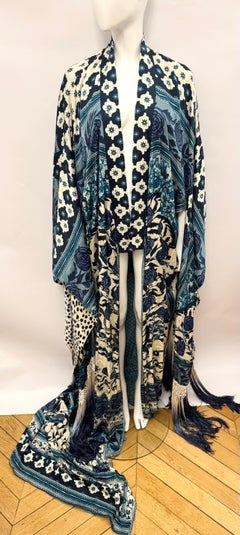New With Tags Roberto Cavalli Peter Dundas Silk Fringe Kimono Coat S/S 2017