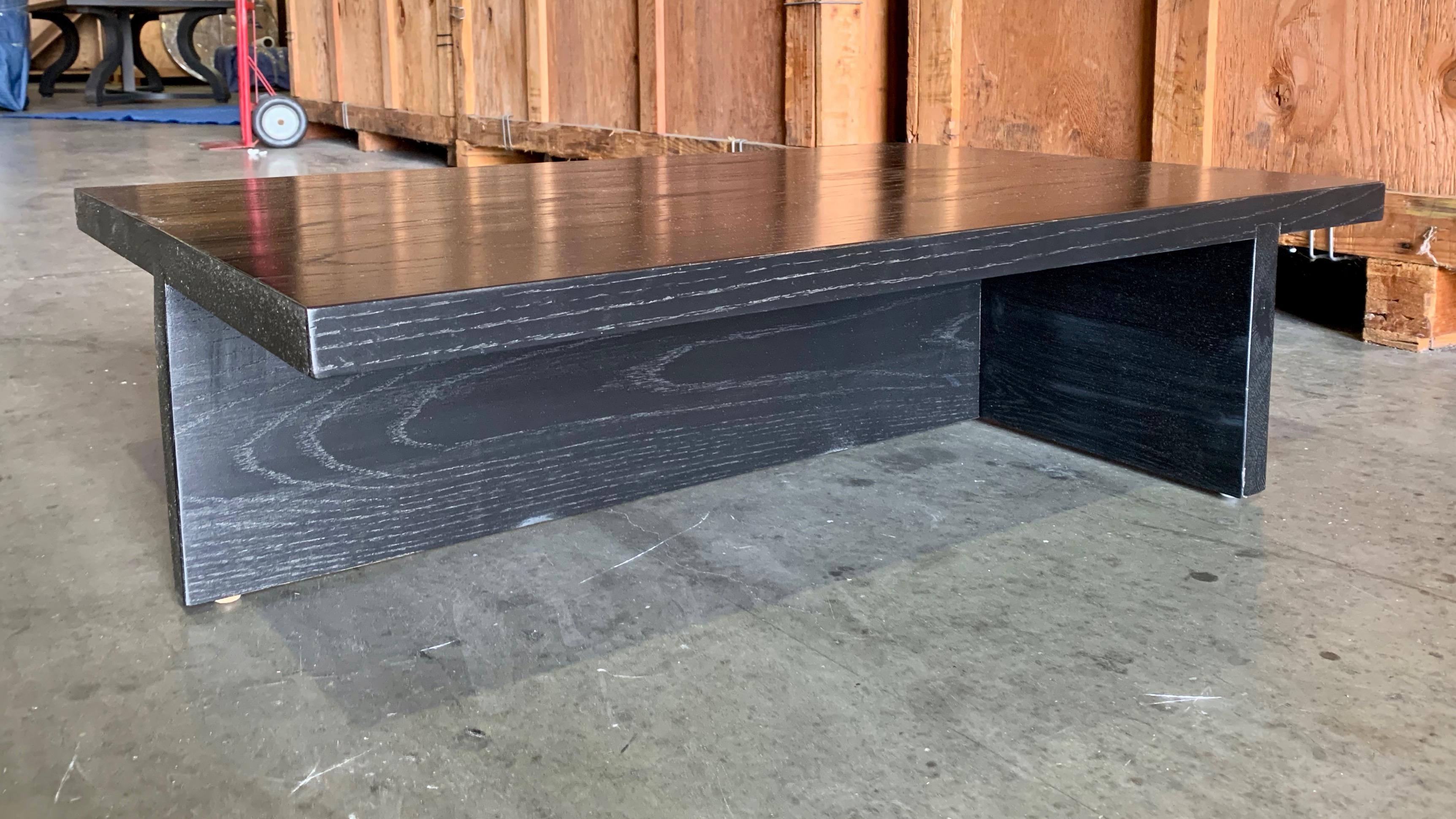 Matte Black, Ebonized Wood Coffee Table In Good Condition For Sale In West Hollywood, CA