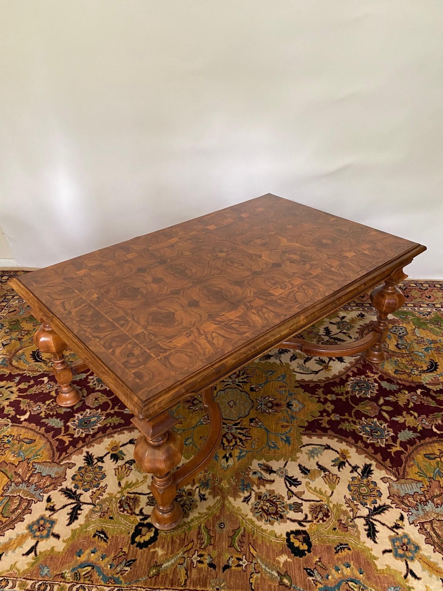 New English-Made William & Mary Style Walnut Coffee Table, in Stock 2