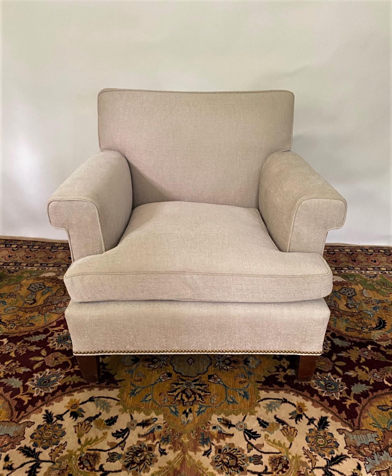 Laiton Nouveau fauteuil de salon de style Lawson avec coussin de siège en duvet, en stock