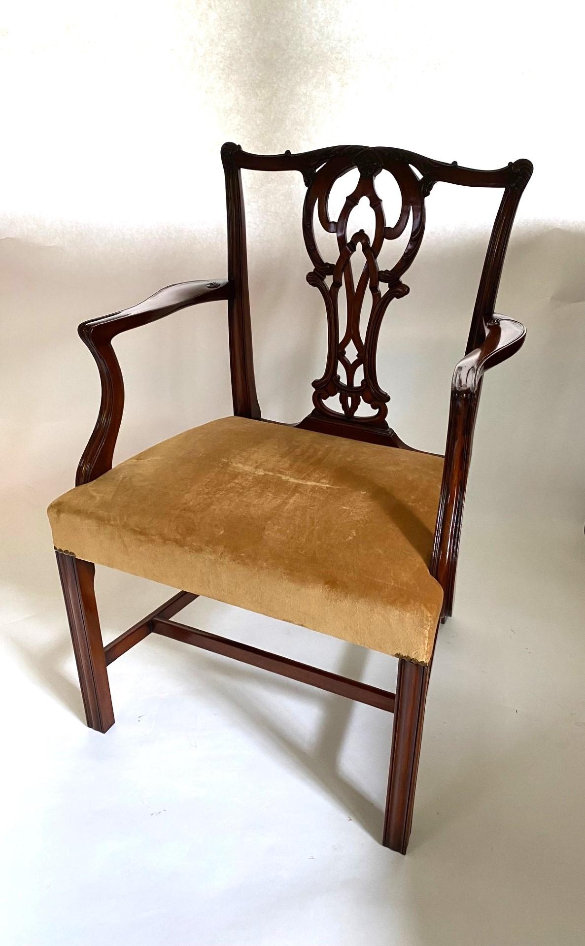 NUOVO Wood & Hogan Poltrona in stile Chippendale in mogano intagliato dall'Inghilterra in vendita 3