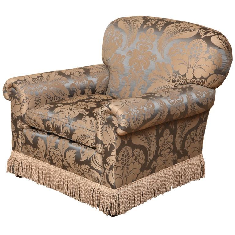 American New Wood & Hogan Overstuff Lounge Chair & Ottoman For Sale