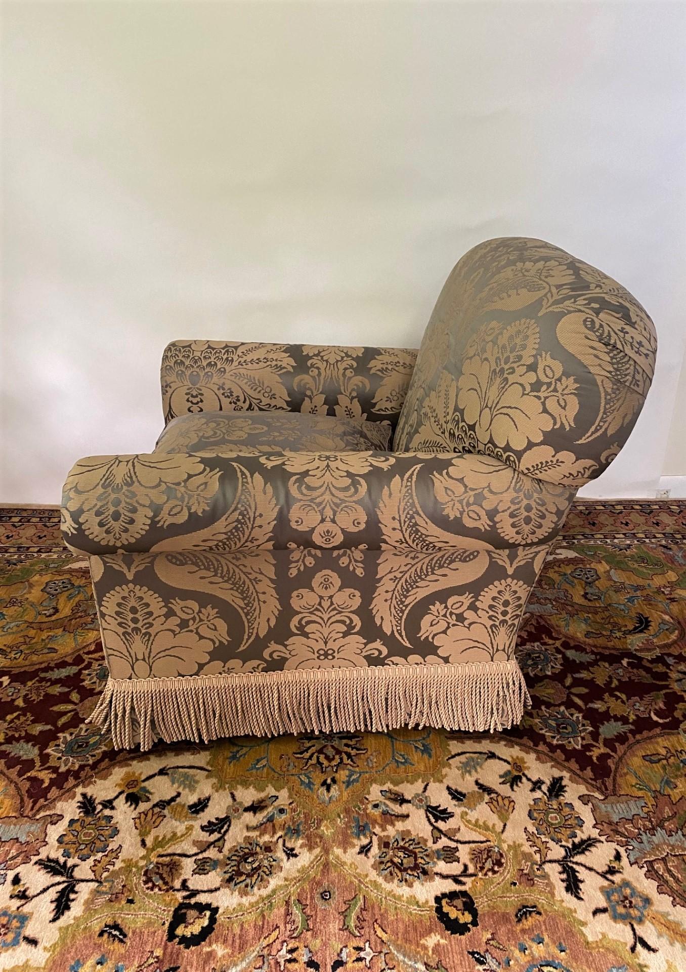 20th Century New Wood & Hogan Overstuff Lounge Chair & Ottoman For Sale
