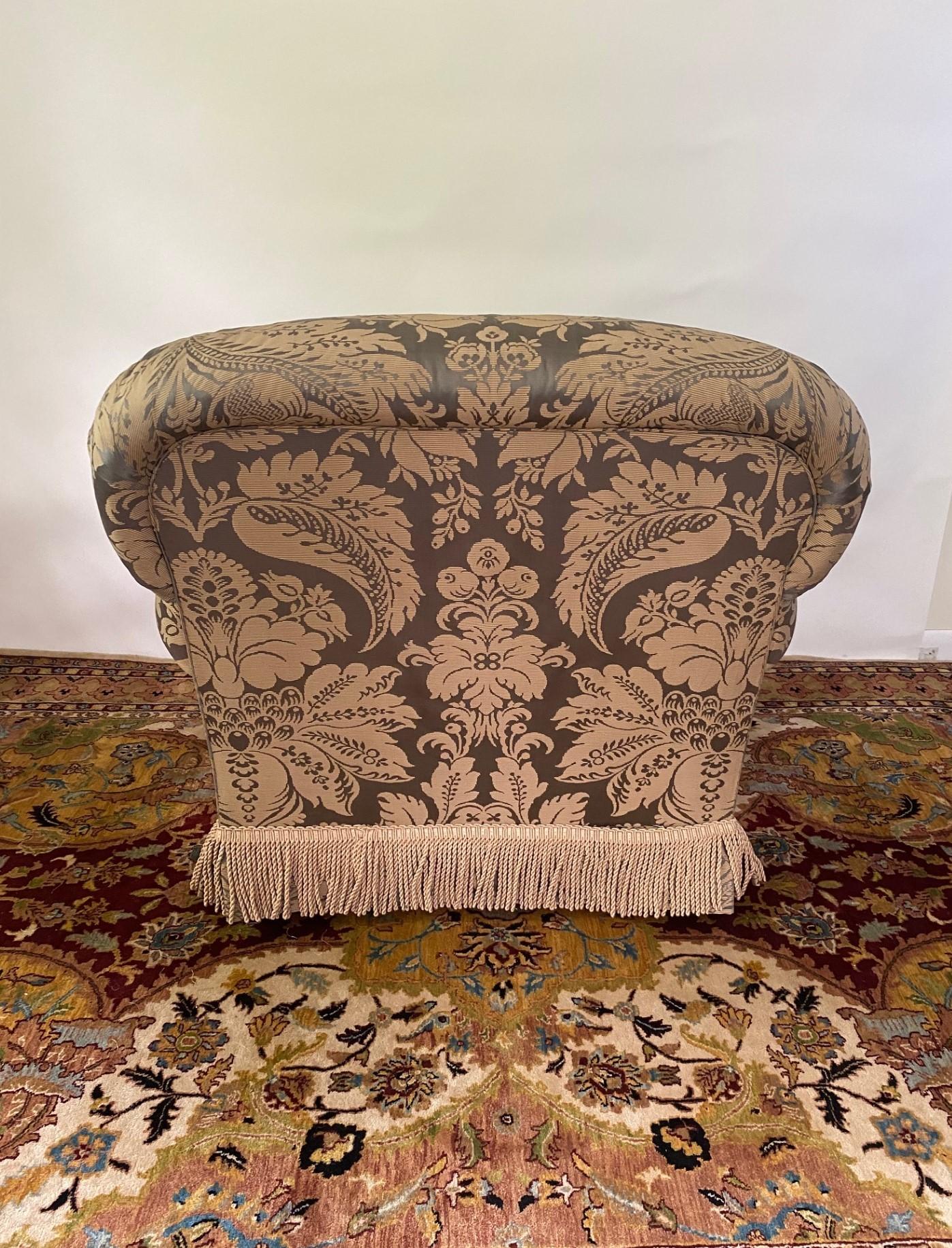 Fabric New Wood & Hogan Overstuff Lounge Chair & Ottoman For Sale