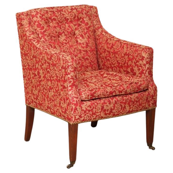 New Wood & Hogan Sheraton Style Mahogany Tailored Armchair w/ Down Cushion For Sale