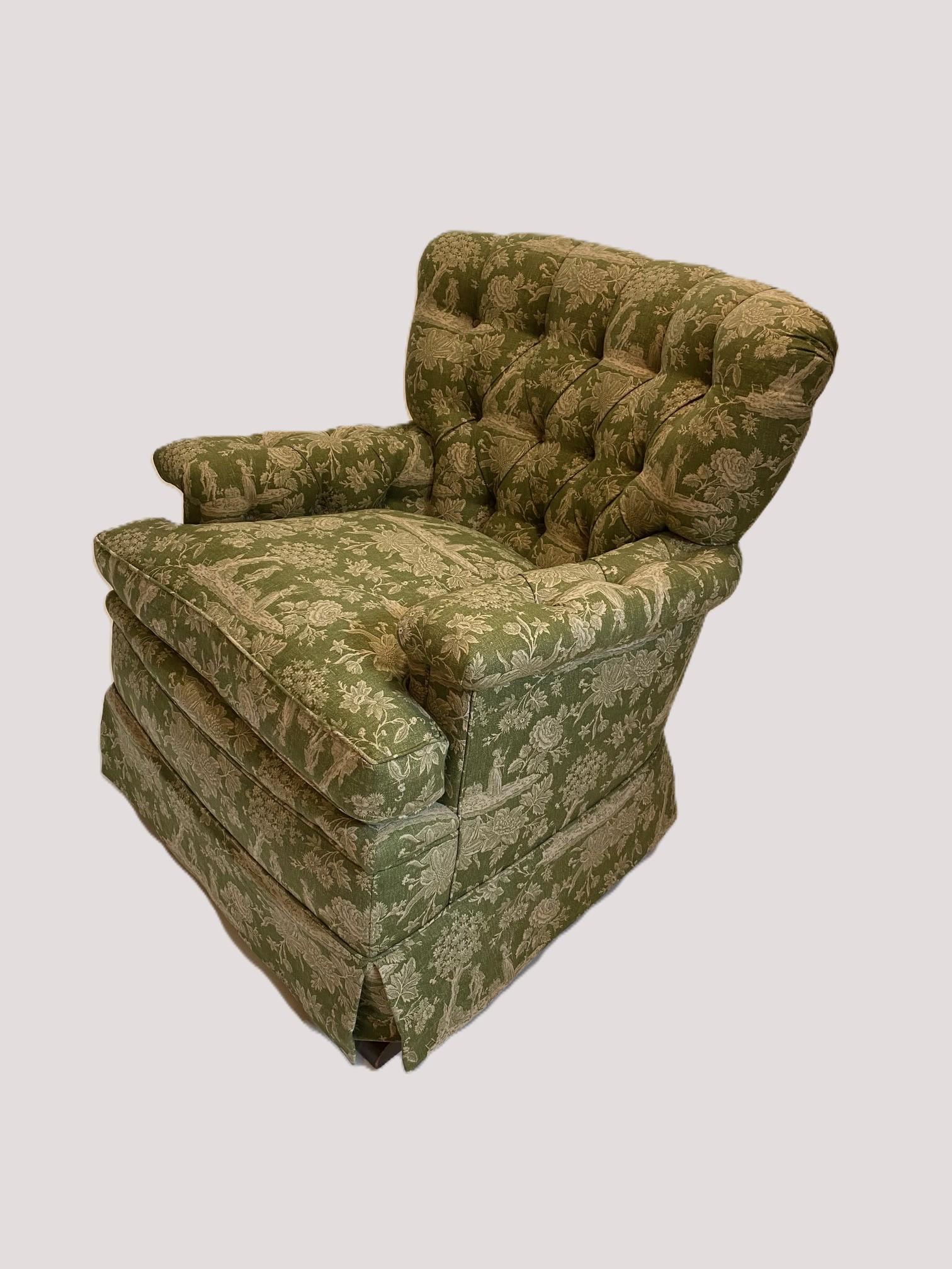 Jute NEW Wood & Hogan Upholstered Rocking Chair w/ Down Cushion& Diamond Tufting For Sale