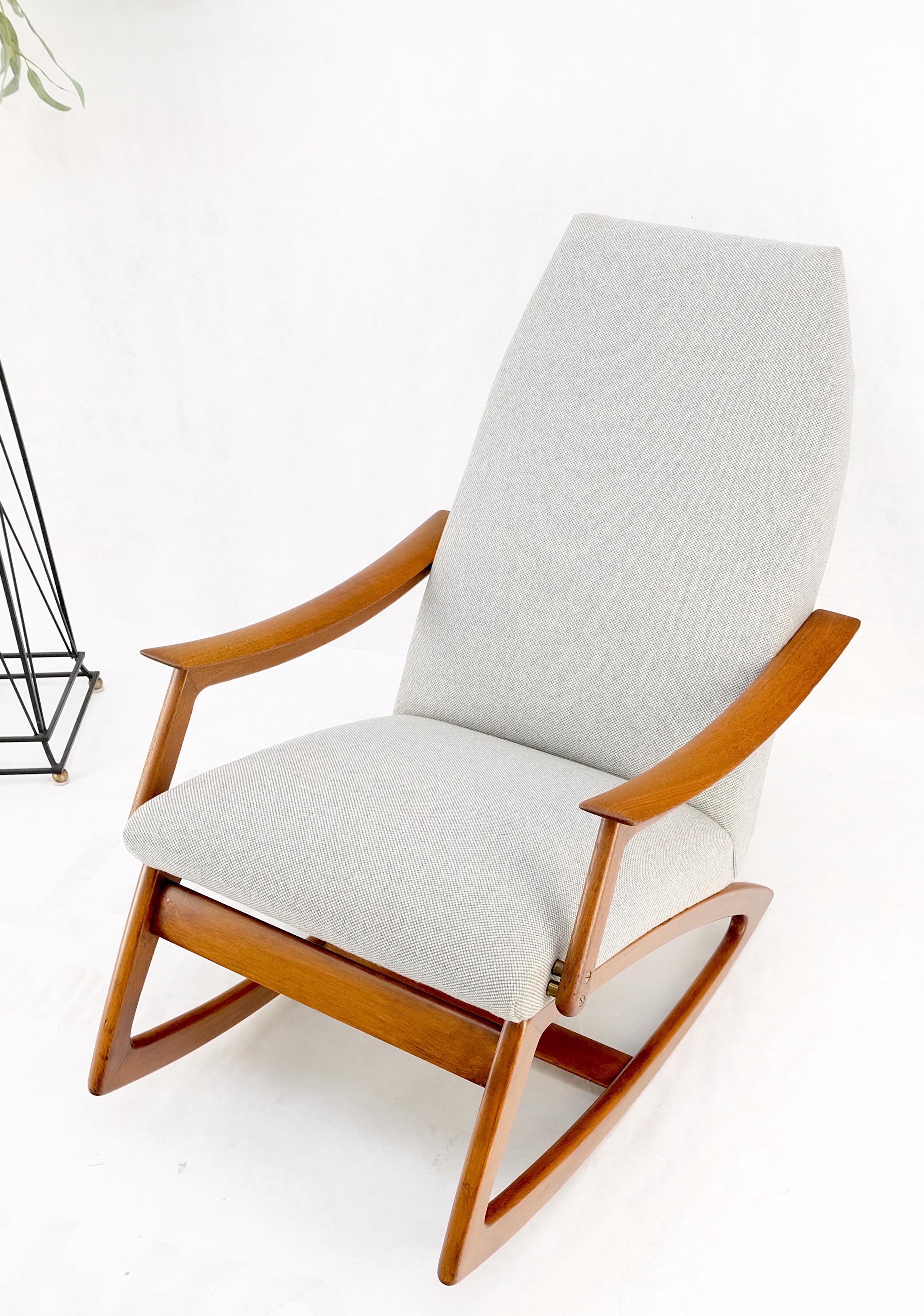 New Wool Upholstery Danish Mid-Century Modern Rocking Lounge Arm Chair Mint! 4