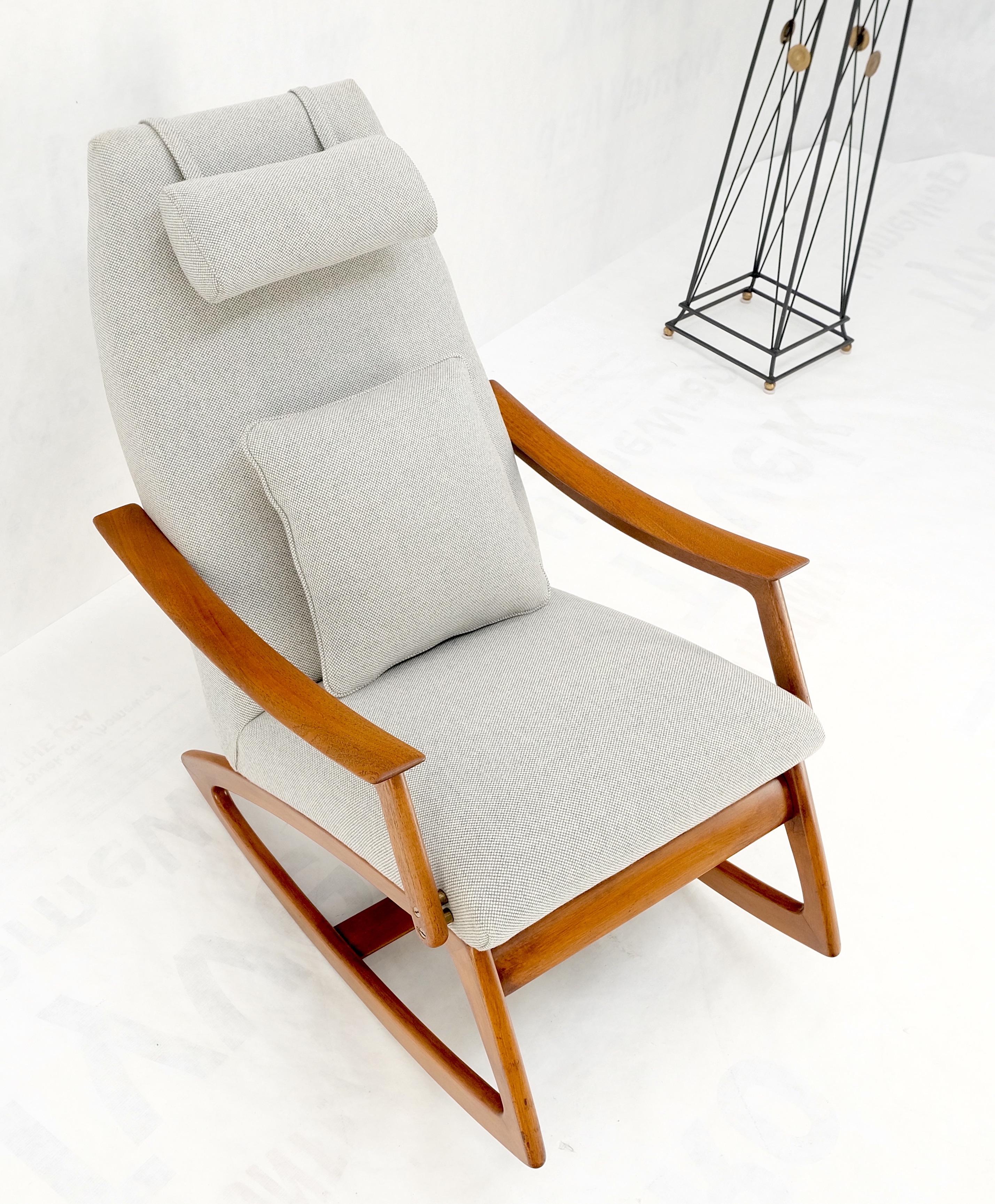 New Wool Upholstery Danish Mid-Century Modern Rocking Lounge Arm Chair Mint! 2