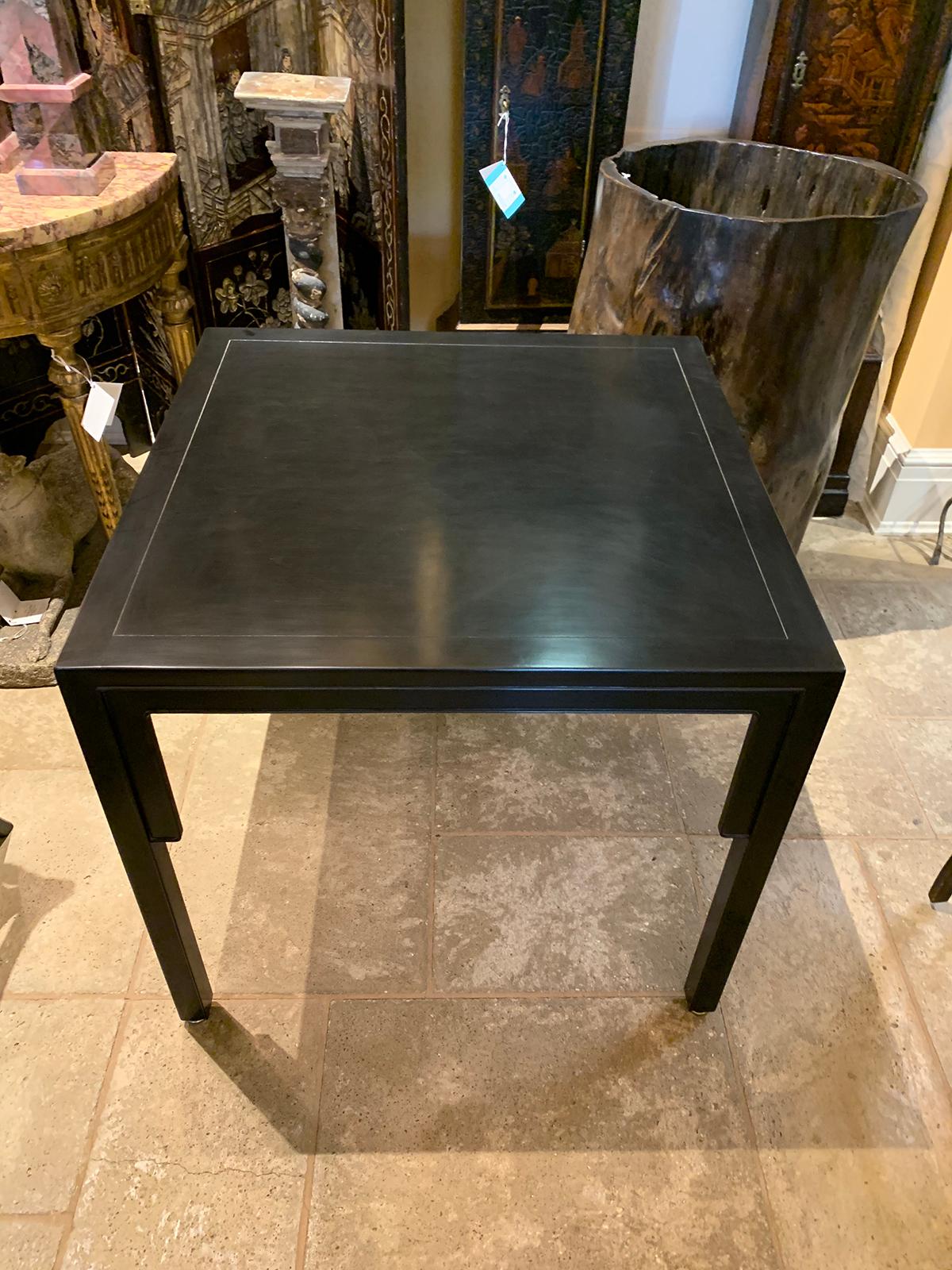 New World Black Lacquered Game Table by Baker, Labeled, circa 1950s 3