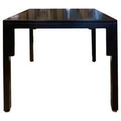 New World Black Lacquered Game Table by Baker, Labeled, circa 1950s