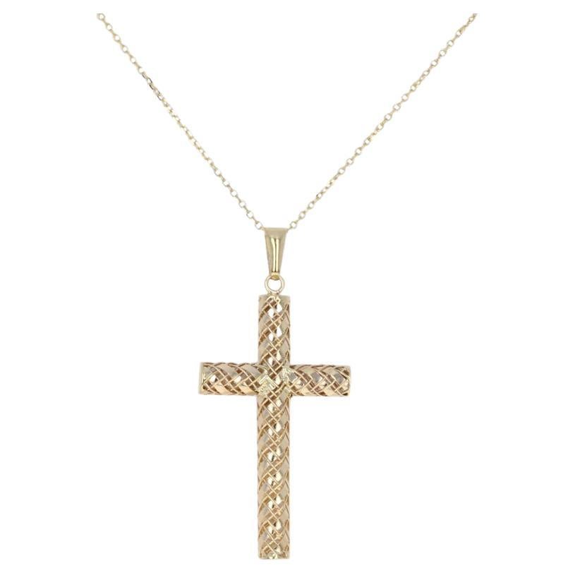 New Woven Cross Pendant Necklace, 10k Yellow Gold Faith Gift