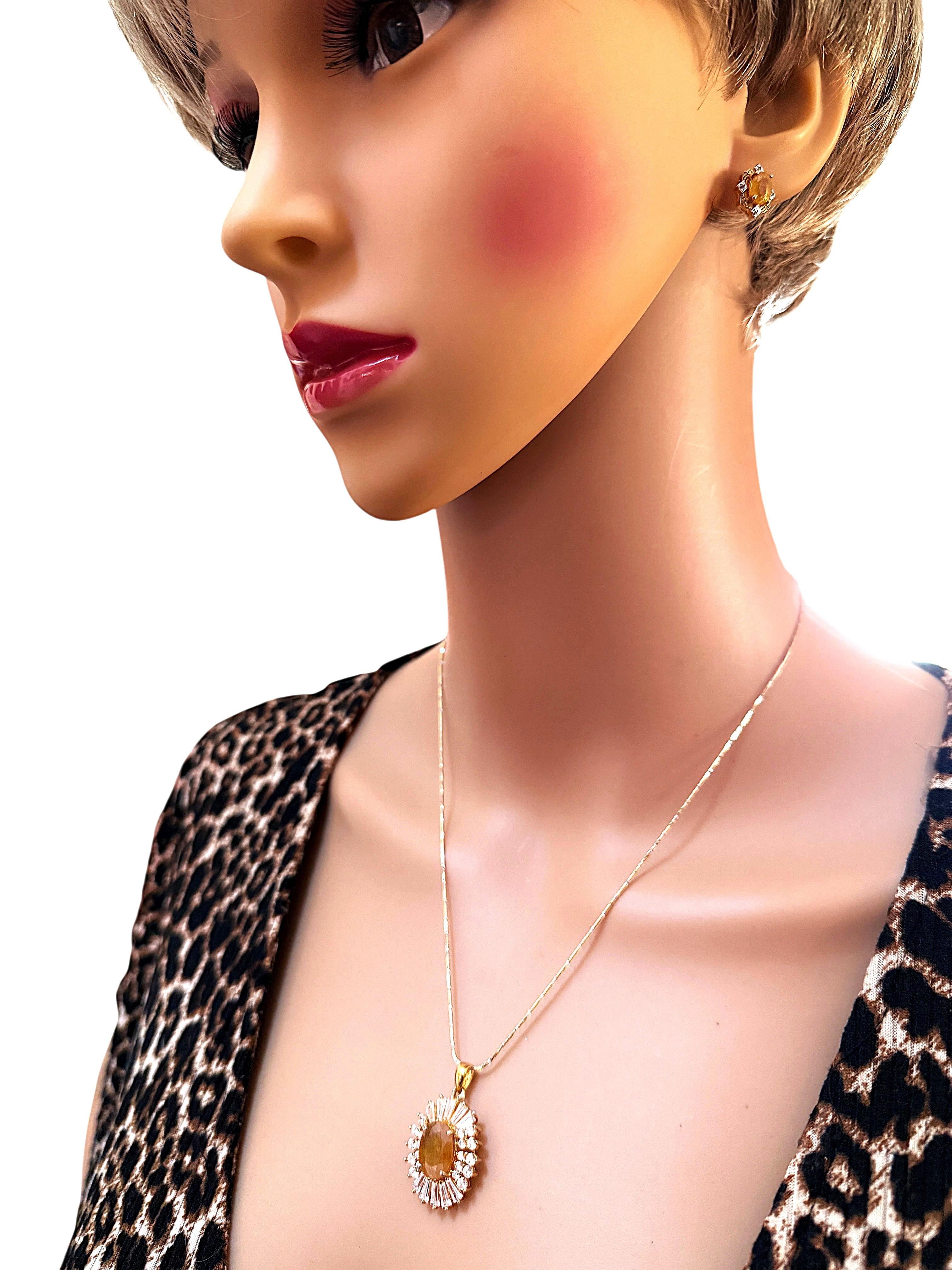 New Y Gold PL Sterling 1,52 Karat Gelb & Diamantschliff Saphir Ohrringe im Angebot 2