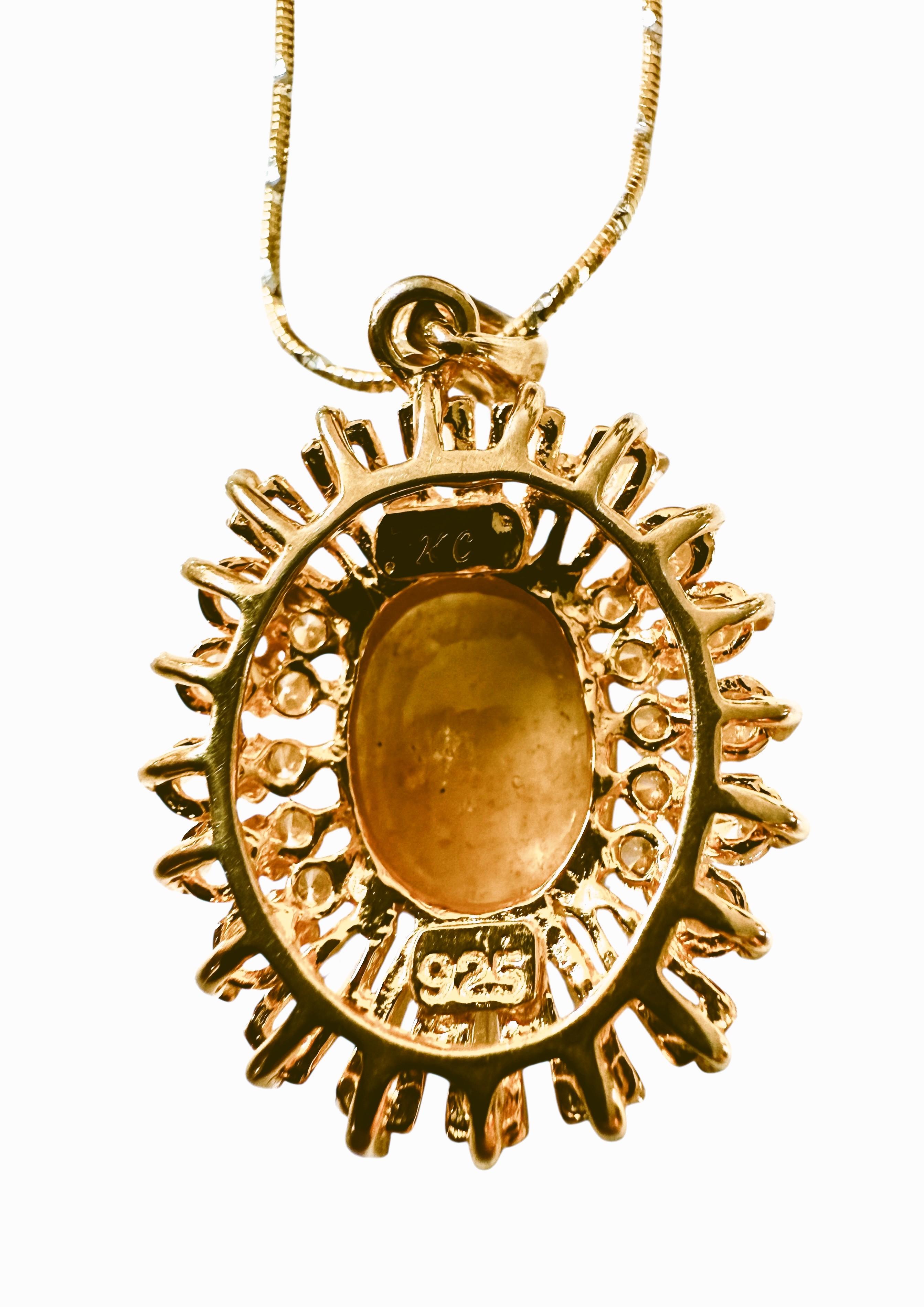 New Y Gold PL Sterling 5.05 Carat Yellow & Diamond Cut Sapphire Necklace For Sale 1