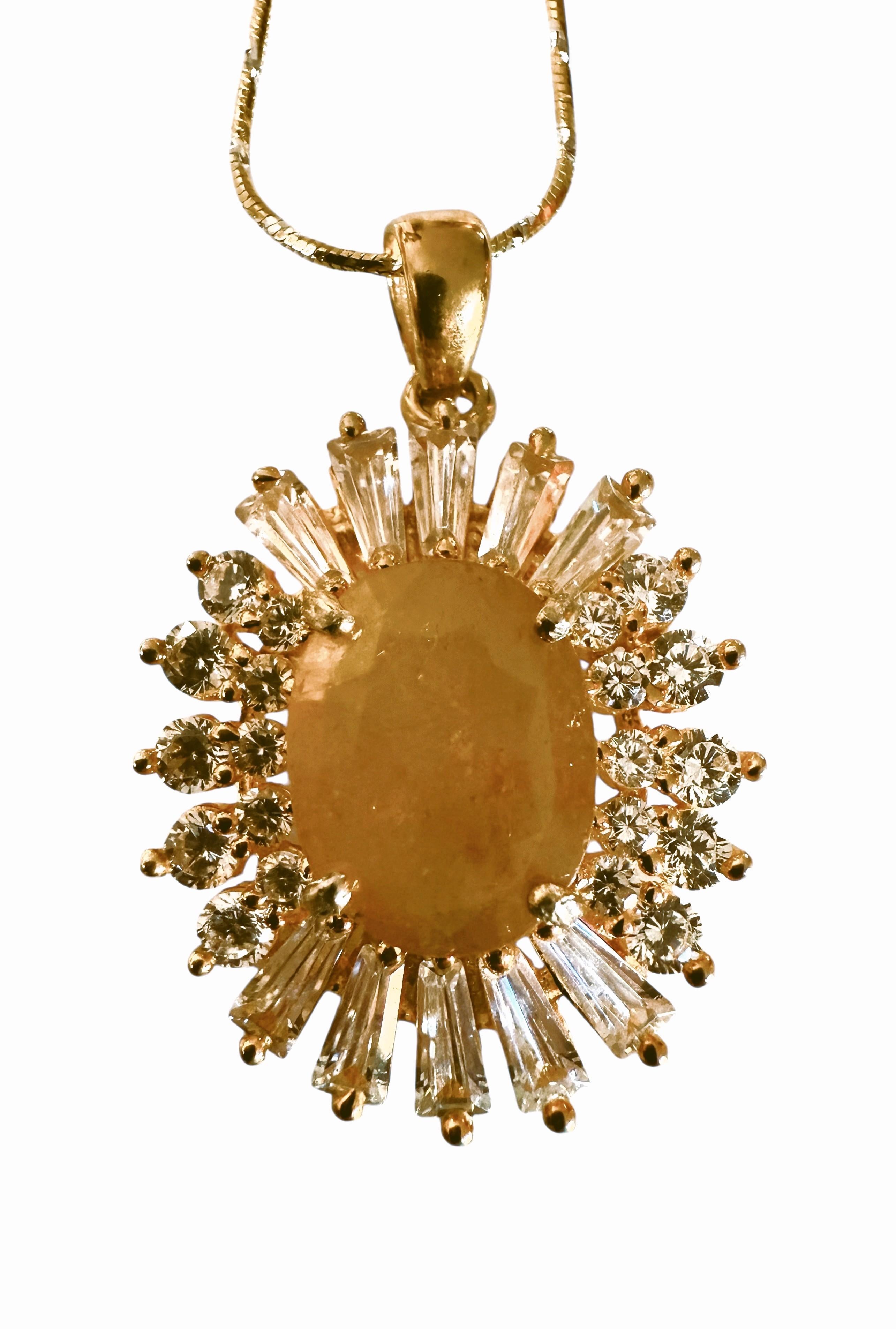 New Y Gold PL Sterling 5.05 Carat Yellow & Diamond Cut Sapphire Necklace For Sale 2