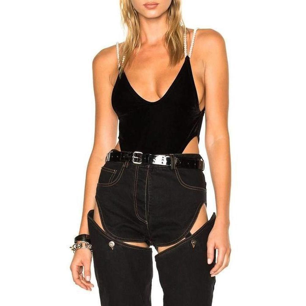 Black NEW Y/Project's high-cut Second Skin Bodysuit FR40