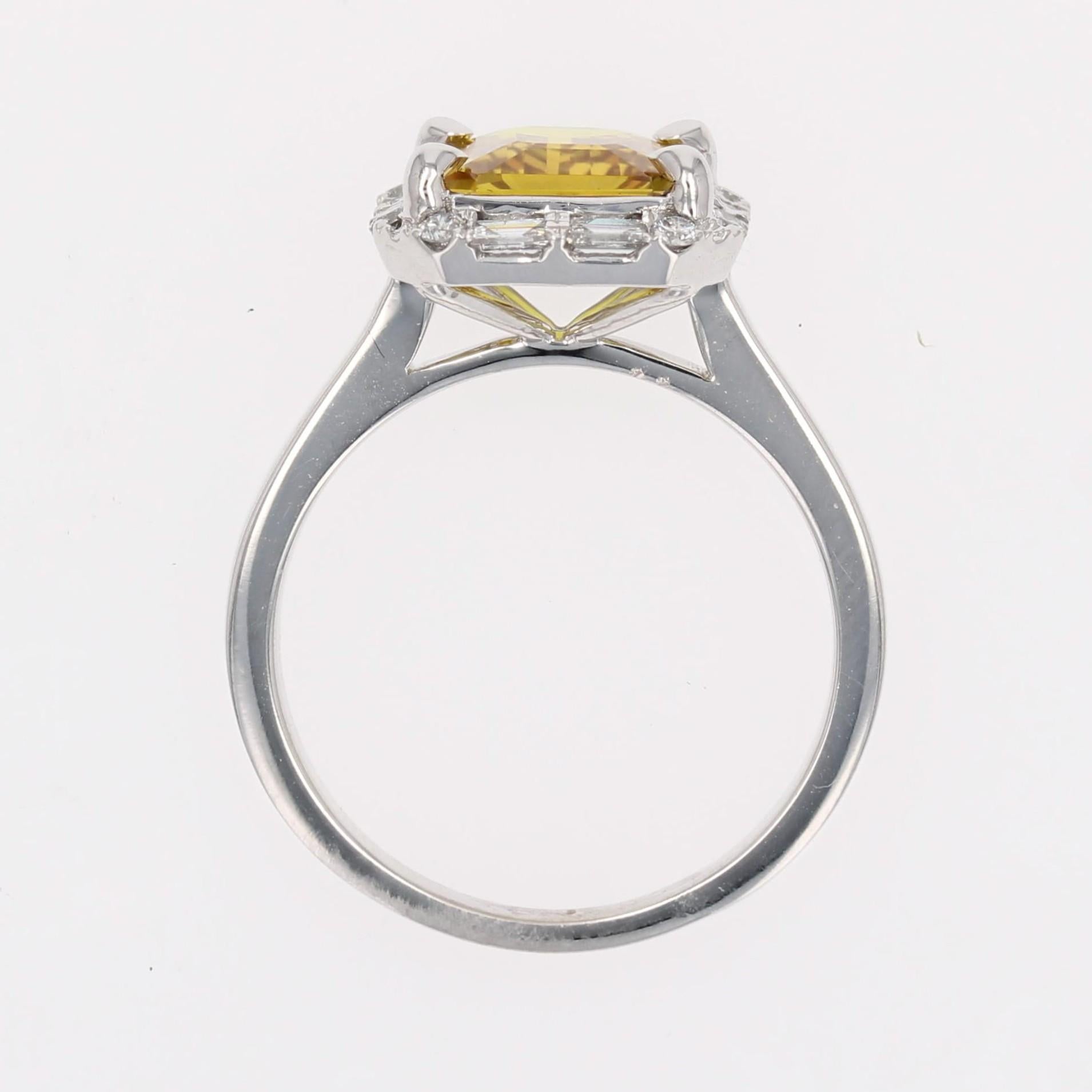 New Yellow Sapphire Diamonds 18 Karat White Gold Cluster Ring For Sale 5