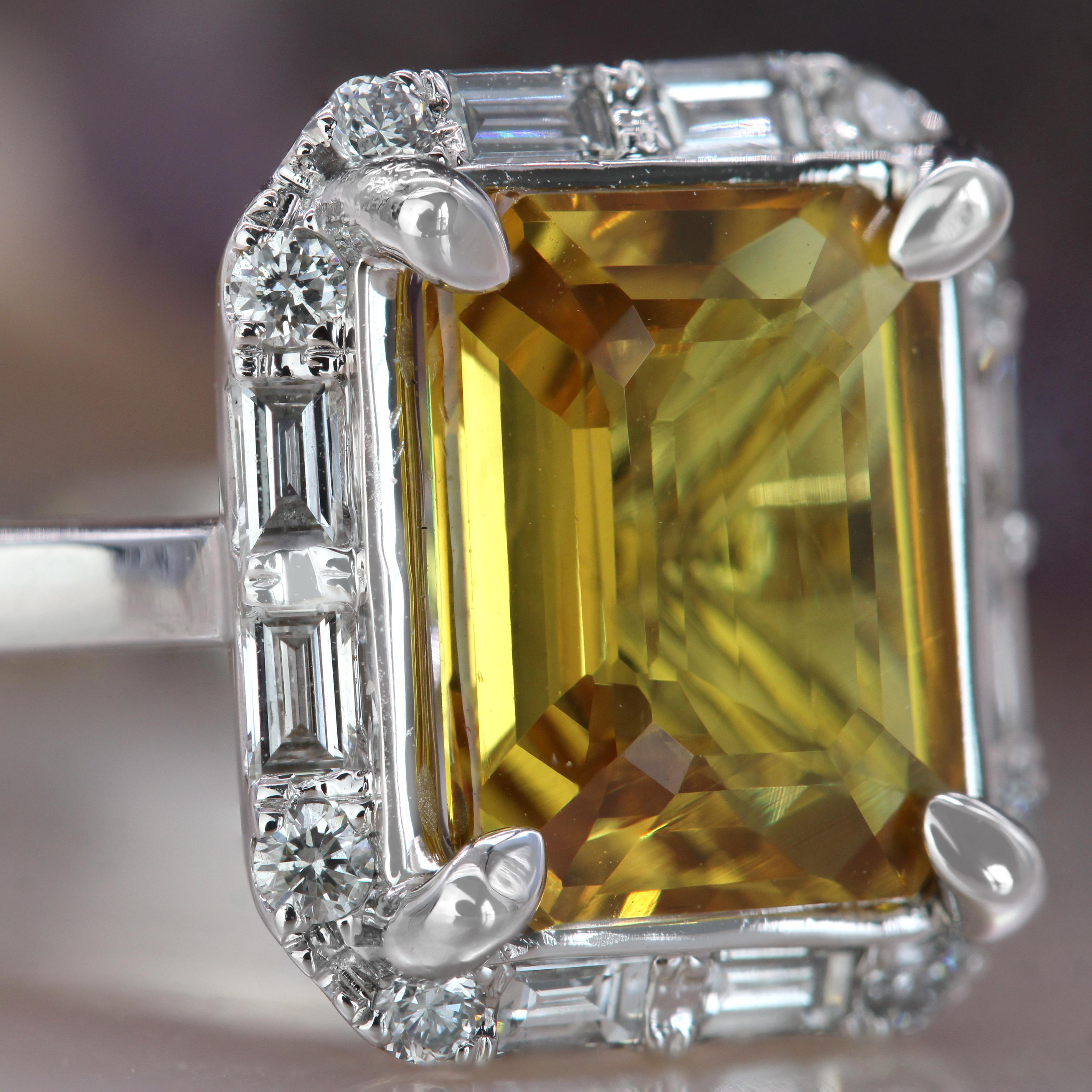New Yellow Sapphire Diamonds 18 Karat White Gold Cluster Ring For Sale 9