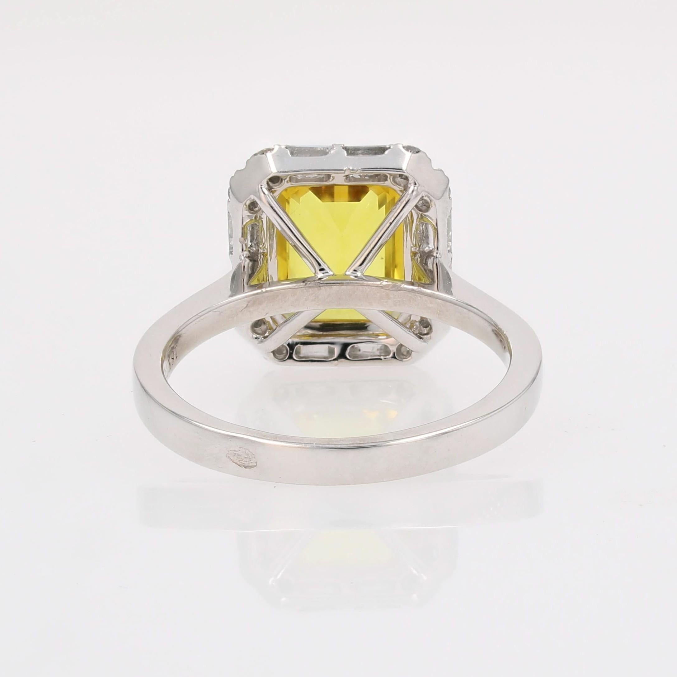 New Yellow Sapphire Diamonds 18 Karat White Gold Cluster Ring For Sale 10