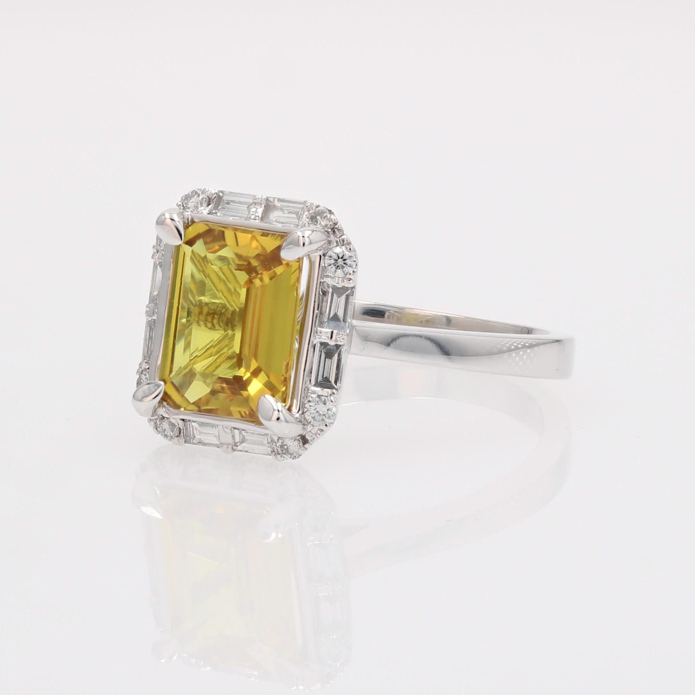 New Yellow Sapphire Diamonds 18 Karat White Gold Cluster Ring For Sale 1