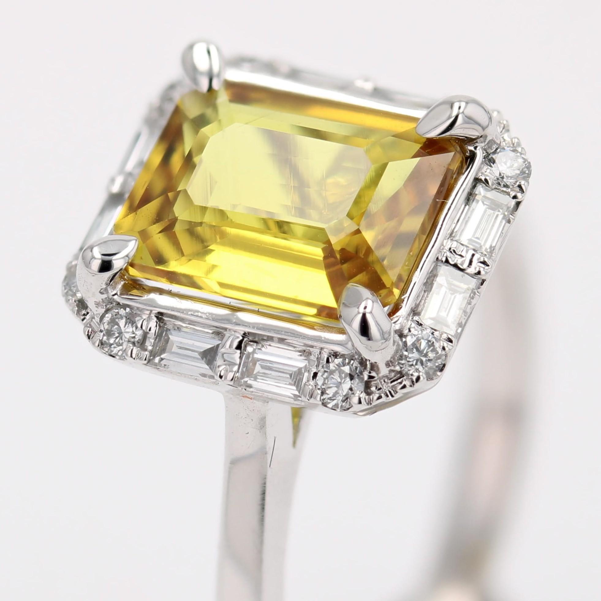 New Yellow Sapphire Diamonds 18 Karat White Gold Cluster Ring For Sale 2