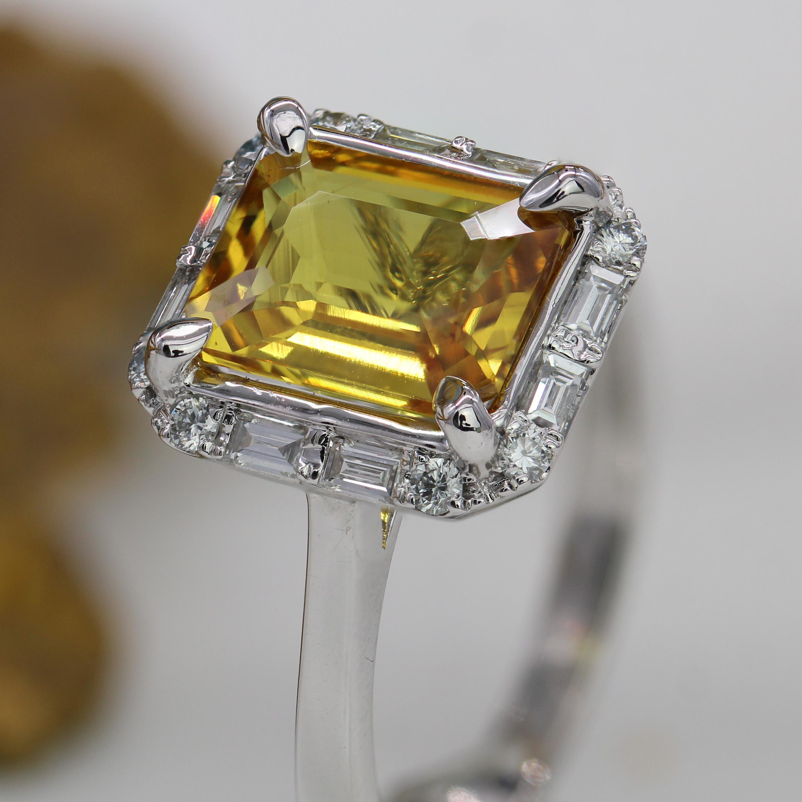 New Yellow Sapphire Diamonds 18 Karat White Gold Cluster Ring For Sale 3