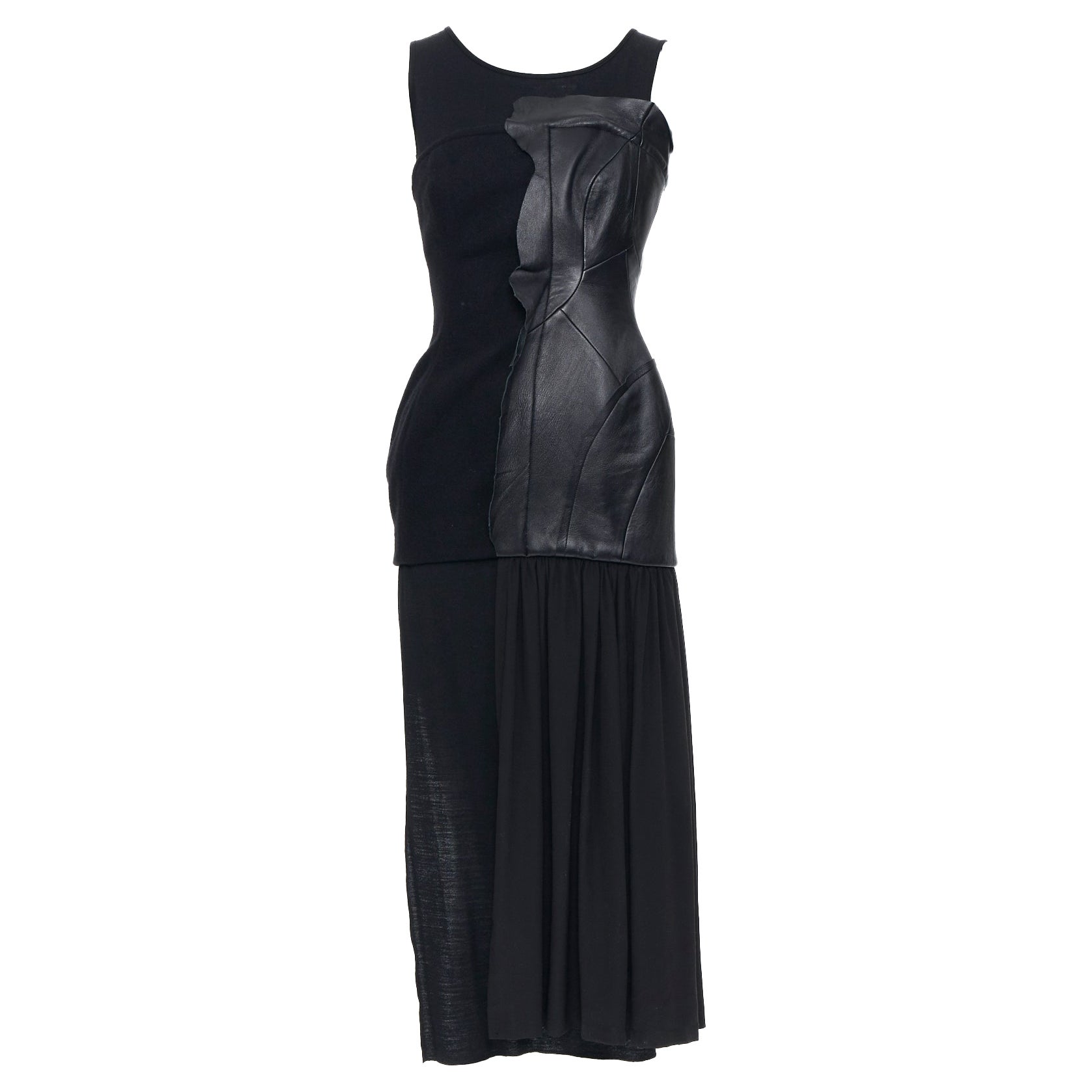 new YOHJI YAMAMOTO 2018 Runway black leather corset bustier dress JP2 S