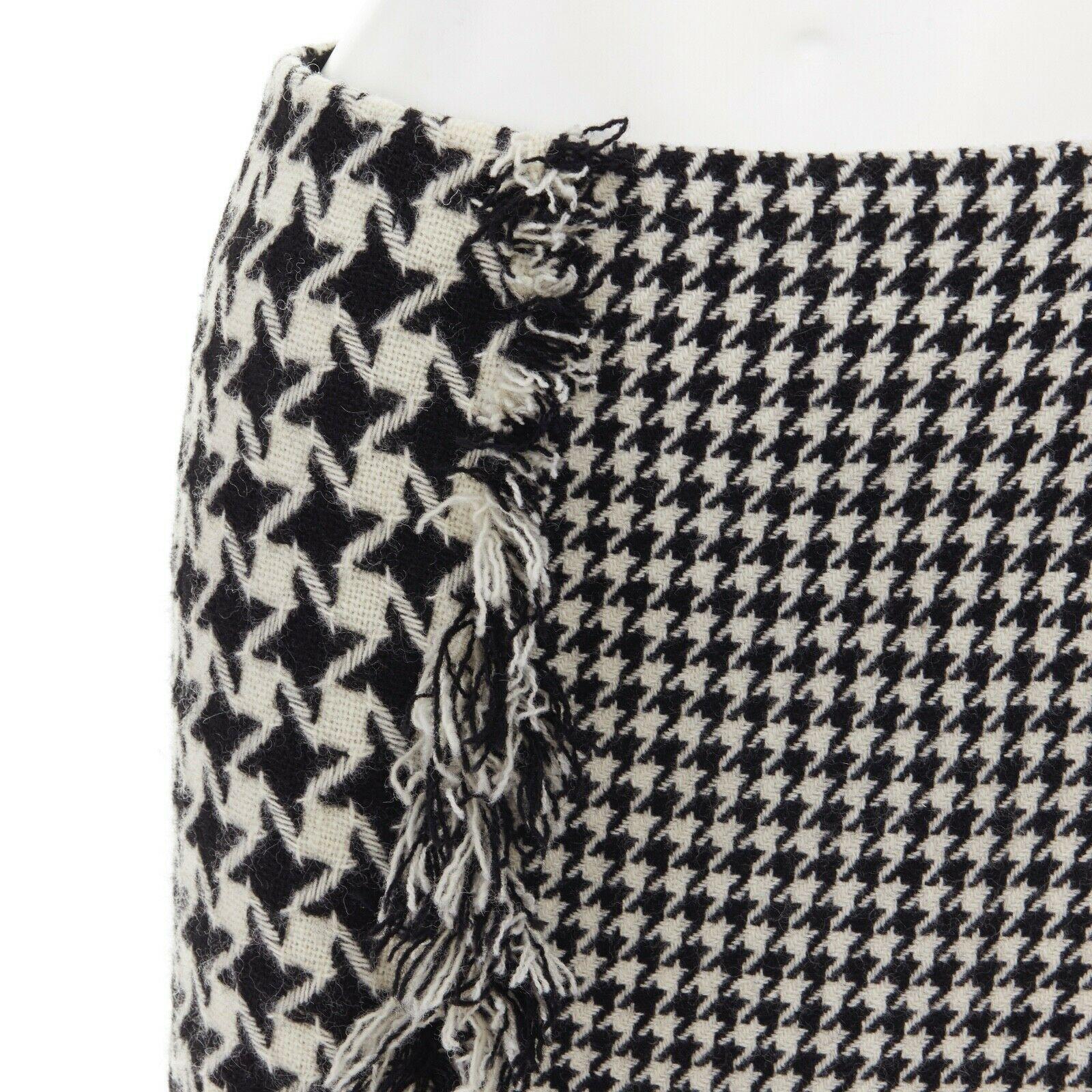 new YOHJI YAMAMOTO AW03 runway houndstooth knit fringe trimmed midi skirt JP1 2