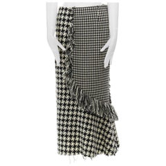 new YOHJI YAMAMOTO AW03 runway houndstooth knit fringe trimmed midi skirt JP1