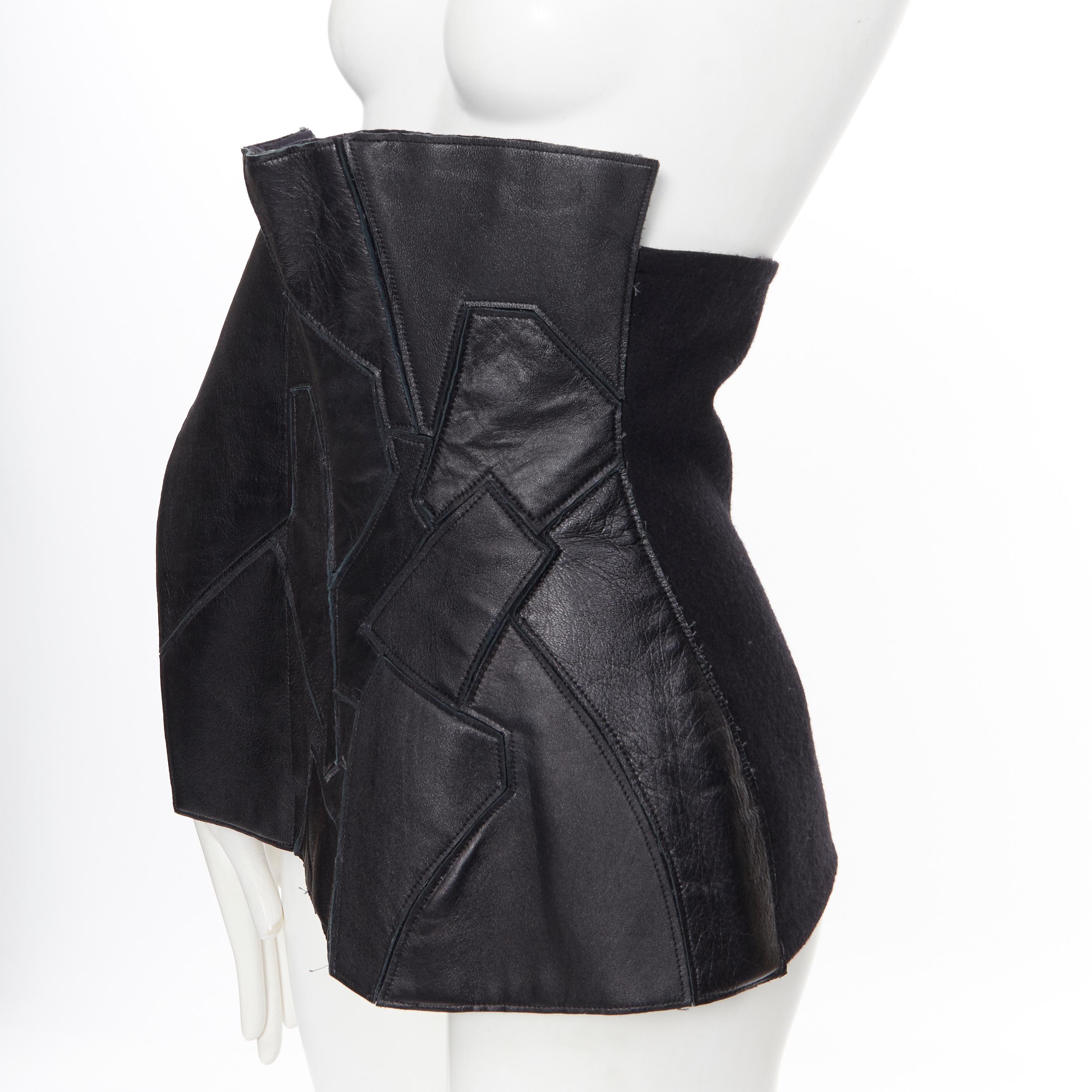 new YOHJI YAMAMOTO AW18 Runway black leather patchwork corset bustier belt JP1 S 2