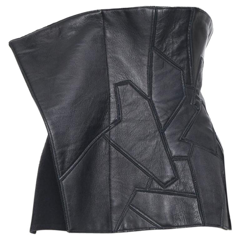 new YOHJI YAMAMOTO AW18 Runway black leather patchwork corset bustier belt JP1 S